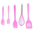 thumbnail image 1 of Juego de 5 espátulas de silicona para repostería casera, utensilios de cocina, decoración de pasteles, color rosa, 1 of 14