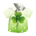 thumbnail image 6 of BiZtdJrK Boys Funny Graphic Shirts Novelty Shamrock Print Short Sleeve Button Down Shirt Lightweight Comfy Beach Summer Hawaiian Shirts St. Patrick's Day Tops Multicolor 130, 6 of 8