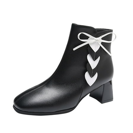 

Winter New Womens Boots Women Block Heels Shoes Thick Soles Thick Heels Side Zippers Boots Female Fashion British Boots
