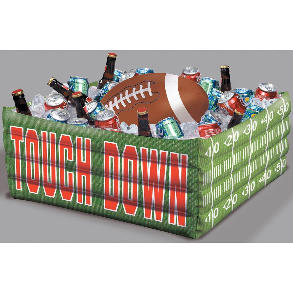 Amscan Touchdown Football Party 24" Inflatable Drink Cooler, Green Red