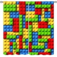 thumbnail image 1 of ICMOLYYENLO Kids Building Blocks Toy Curtains for Kids Room W42 x L54 Inch Rod Pocket Contour Plastic Colorful Toy Bricks Geometric Print Pattern Curtains for Boys Girls Bedroom 2 Panels, 1 of 8