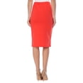 thumbnail image 3 of Women's Casual Elastic Band High Waist Stretch Office Work Solid Midi Skirt, 3 of 5