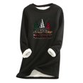 thumbnail image 1 of Qertyioot Grande Taille Tops pour Femmes, Mode Femmes Impression de Noël Peluche vers le Bas Isolation Manches Régulières Hiver Manches Lâches, 1 of 3