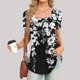 thumbnail image 1 of Fiudx Ropa de Mujer Blusa Holgada de Manga Corta con Cuello En V Informal Estampada a La Moda para Mujer, 1 of 5