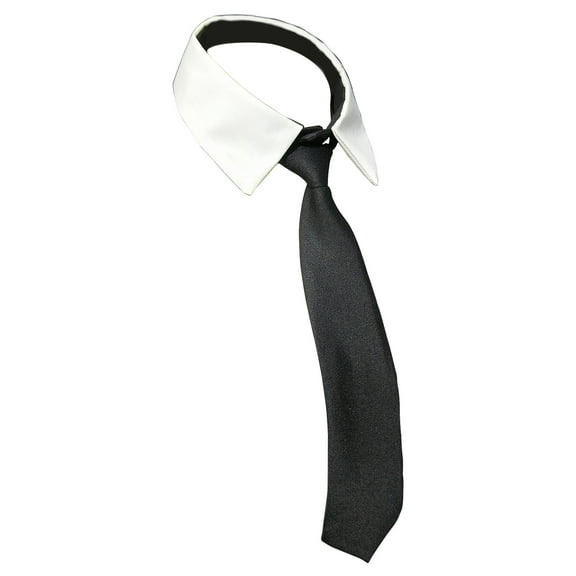Classical Student Detachable Choker False Collar with Black Neck Tie Front for Women School Uniform Blouse Accessory