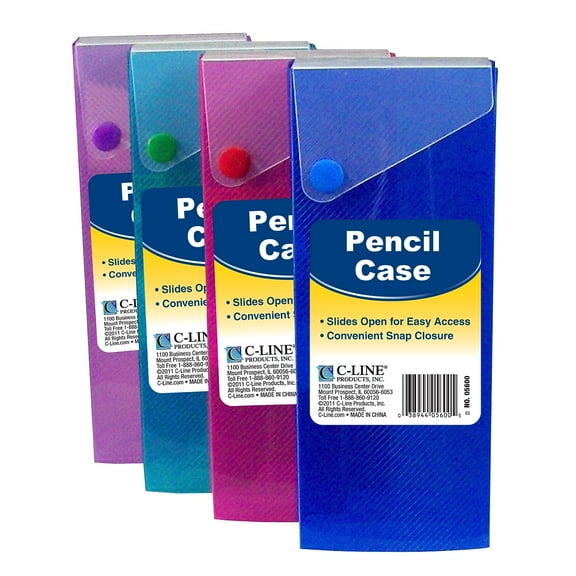 C-Line Polypropylene Pencil Case, Multicolor, 5 Pack