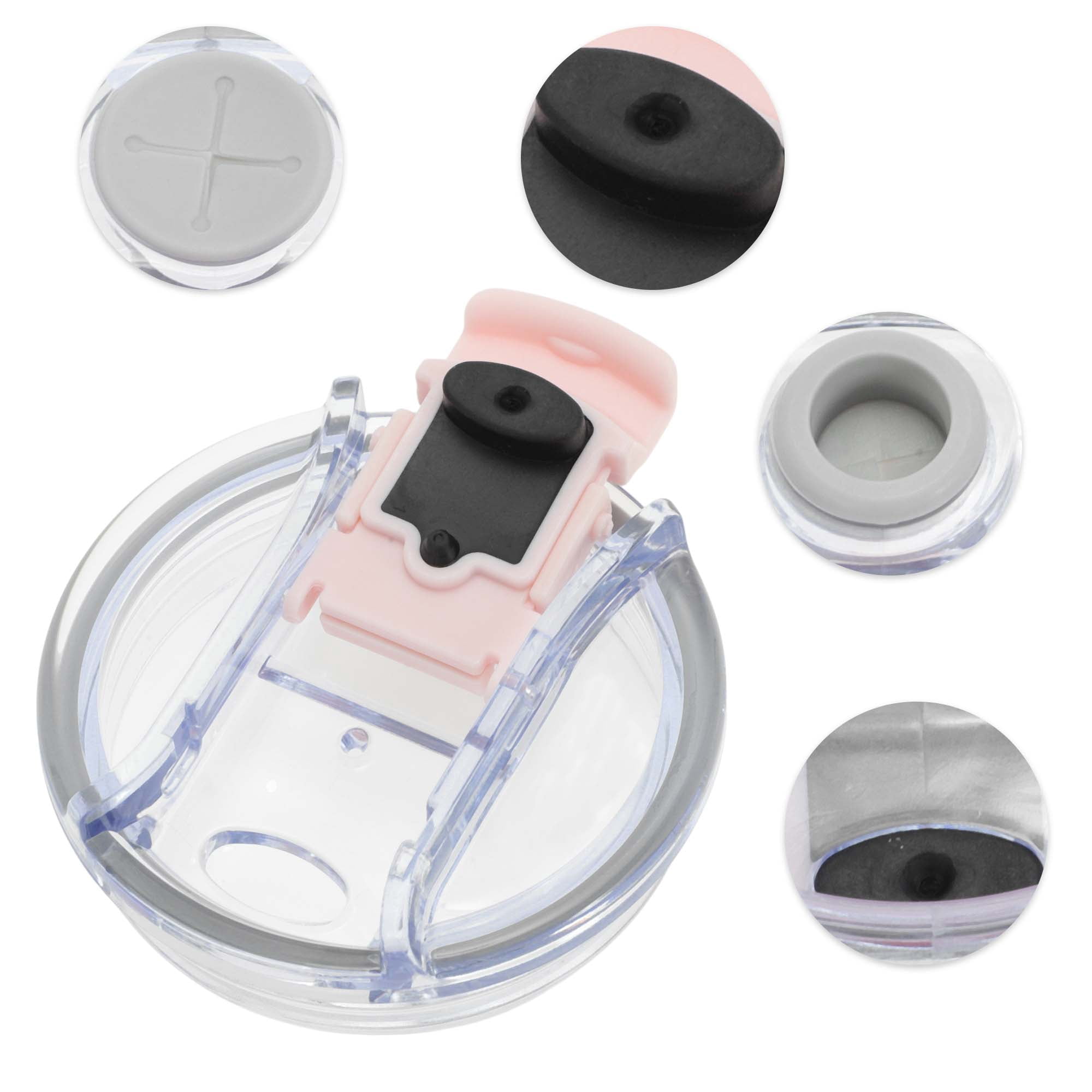 Unique Bargains 1 Pc Durable Tumbler Lid with Magnetic Slider and O-Rings Pink