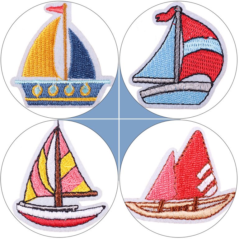 Embroidery Patch Applique Patches Clothing Stickers Cloth Sailboat  Accessories Garment Pattern Jackets Supplier Decals 