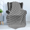 thumbnail image 4 of Retro Soft Flannel Fleece Blanket, Brush Drawn Rounds in Striped Rhombus Shape Monochrome Art Illustration, Cozy Plush for Indoor and Outdoor Use, 50" x 70", Charcoal Grey and White, by Ambesonne, 4 of 5