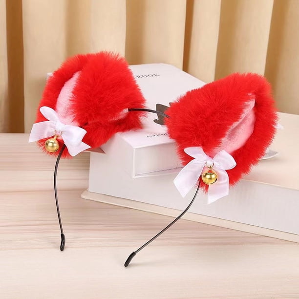 Horquilla con lazo para el pelo con orejas de gato, diadema con orejas de animal femenino, accesorios para tocado de gato, diadema con orejas de gato, fácil de usar, material duradero