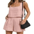 thumbnail image 1 of Tenues 2 Pcs pour Femmes Ensembles Assortis Shorts en Lin Crop Tops Vêtements Tendance Été 2023, 1 of 6
