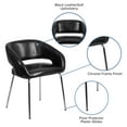 thumbnail image 3 of BizChair Leather Indoor Chrome Legs Contemporary Chair, Black, 3 of 10