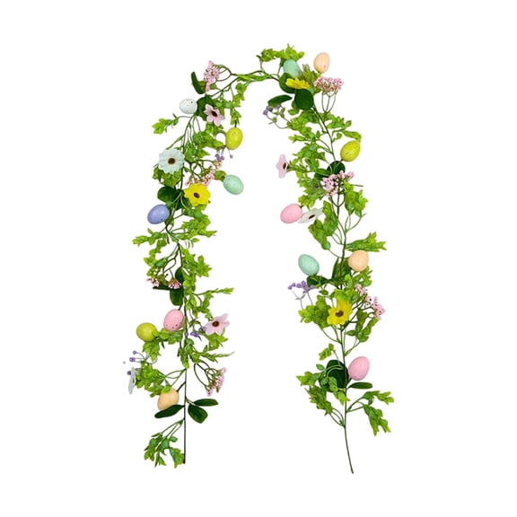 Sktrjpolfis Easter Egg Garland 68.9in Plastic Spring Rattan Decor for Indoor Outdoor Patio Porch