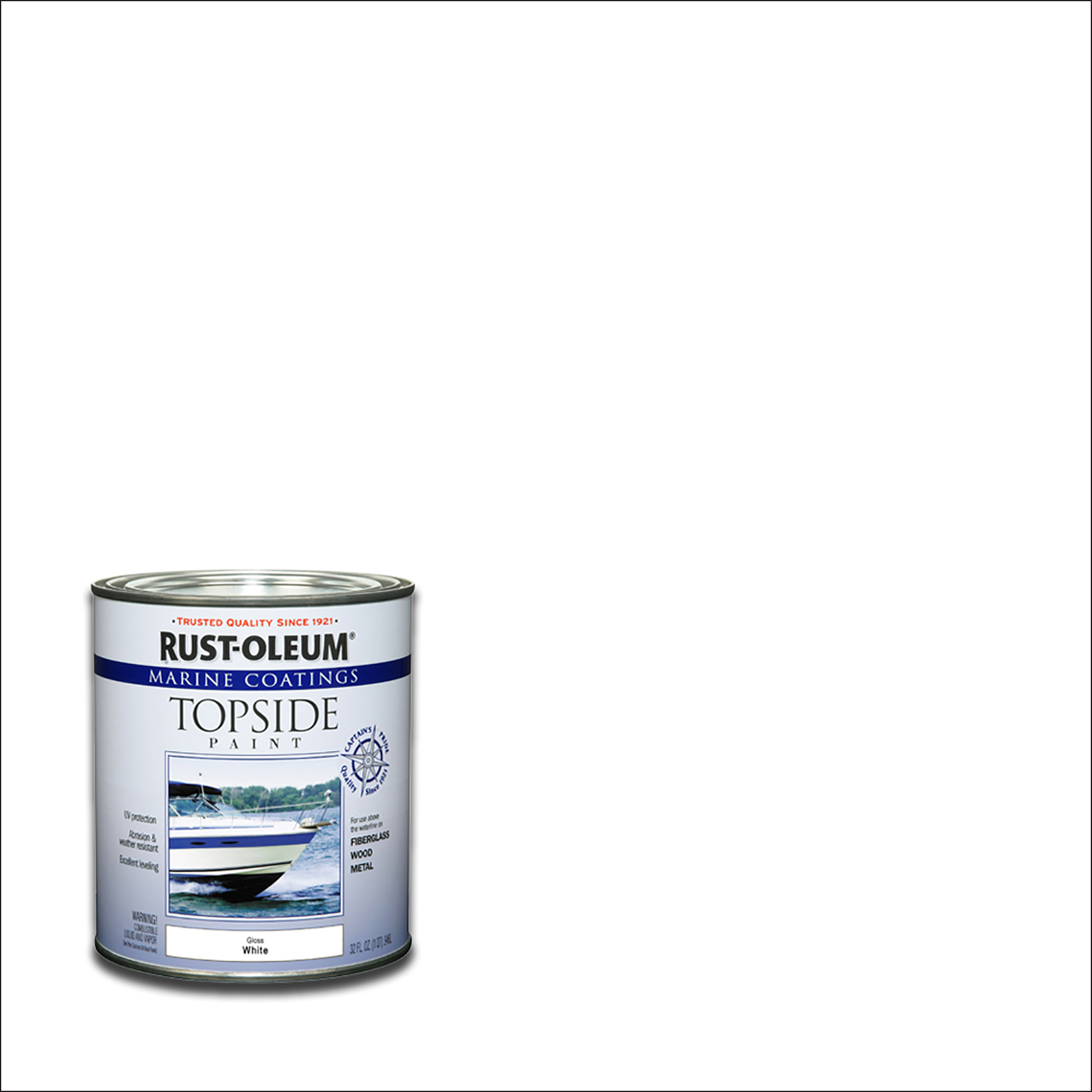 White, RustOleum Marine Coatings Topside Gloss Boat Paint, Quart
