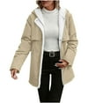 thumbnail image 2 of Women's Winter Fleece Lined Jacket Warm Thicken Fuzzy Hooded Coats Trendy Casual Zip up Outerwear with Pockets New Light Fall Jacket Women Casual Khaki XXL, 2 of 9