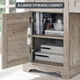 thumbnail image 4 of OKD 60" Farmhouse L Shaped Executive Desk with Storage Drawers, Wood Home Office Desk with File Cabinet & Charging Station, Light Rustic Oak, 4 of 8