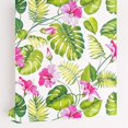 thumbnail image 1 of LACHEERY Papel pintado de hoja de palma tropical, 17.7 pulgadas x 6.8 pies, papel de contacto extraíble, blanco, verde, rosa, papel pintado floral autoadhesivo decorativo para paredes de dormitorio, e, 1 of 5