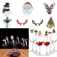 thumbnail image 4 of 10 piezas/juego de vasos de cristal navideños con forma de tarjeta, gorro de Papá Noel, copas de vino, adornos de decoración, decoraciones navideñas, Navidad, Año Nuevo 2023, 4 of 5