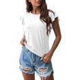 thumbnail image 2 of Plus-Size-Summer-Tops for Women Women's Fashion Round Neck Ruffle Short Sleeve Solid Color Casual T-Shirt, 2 of 9