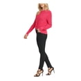 thumbnail image 3 of DKNY Womens Pink Twist Front Long Sleeve Jewel Neck Sweater Size: XL, 3 of 4