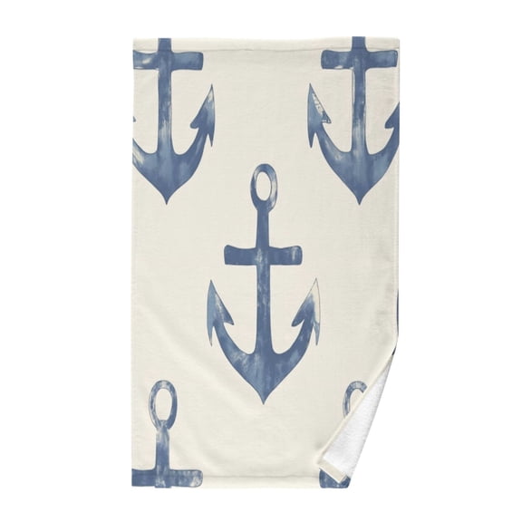 Pure Cotton Face Towel 16x28 Inches Hand Towel Bath Towel Hand Bath Towels Soft Good Water Absorption for Washing Face Wiping Face Blue Anchor