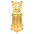 thumbnail image 3 of iiniim Women Metallic Lyrical Dance Dress Lace-Up Sides Split Tunics Dancewear Yellow L, 3 of 7