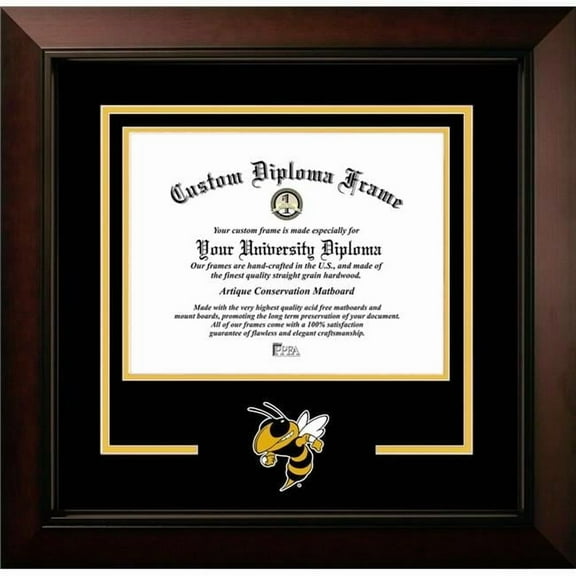 Campus Images GA974LBCSD-1714 14 x 17 in. Georgia Institute of Technology Yellow Jackets Logo Diploma Frame, Legacy Black Cherry Spirit