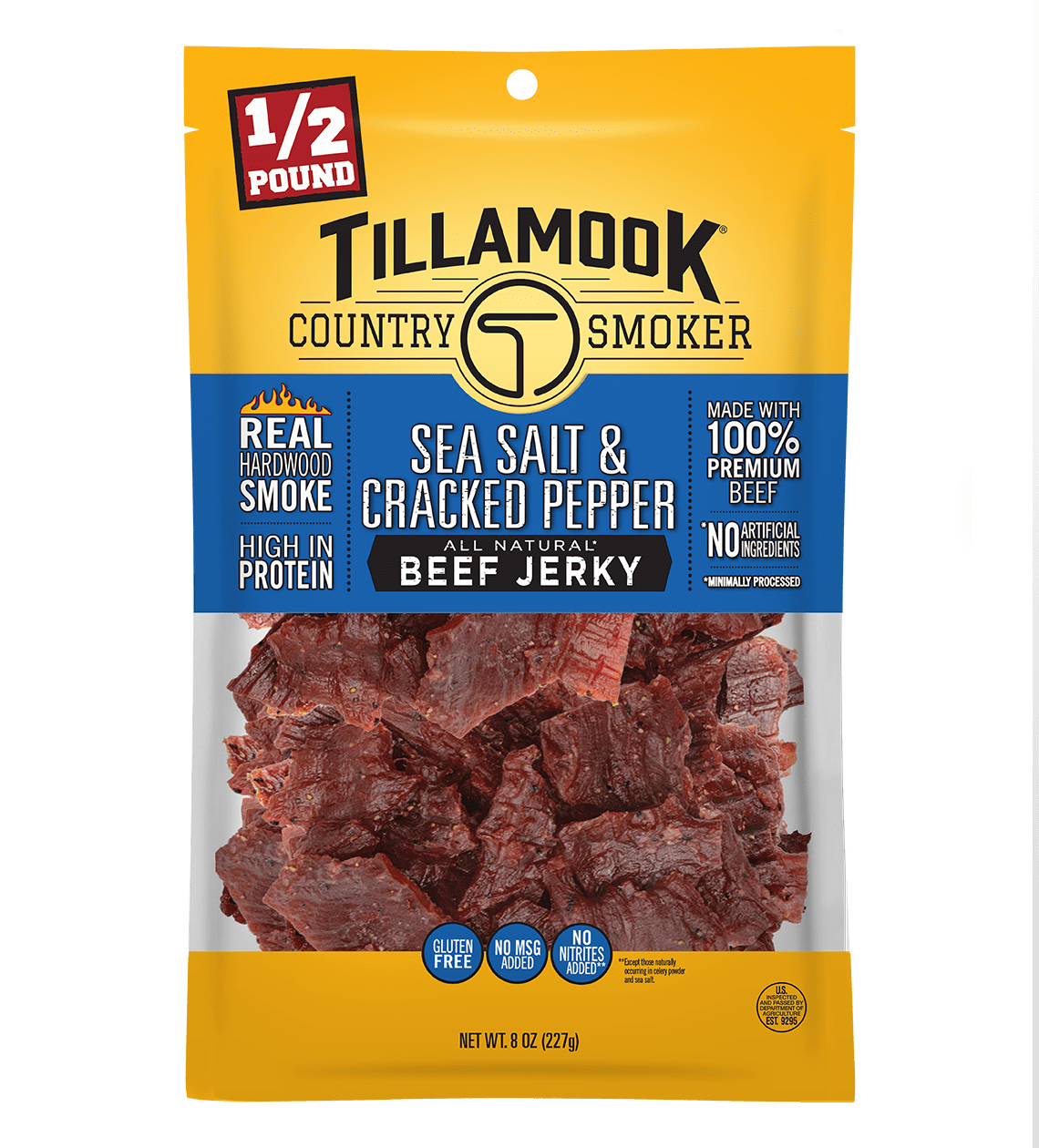 Tillamook Country Smoker Beef Jerky Sea Salt & Pepper, 8 oz