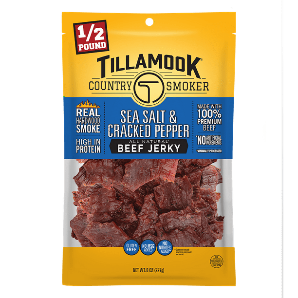Tillamook Country Smoker Beef Jerky Sea Salt & Pepper, 8 oz Walmart