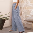 thumbnail image 5 of Women's Gingham Palazzo Pants Smocked High Waist Wide Leg Trousers Casual Loose Plaid Straight Leg Slacks with Pockets for Beach, 5 of 9