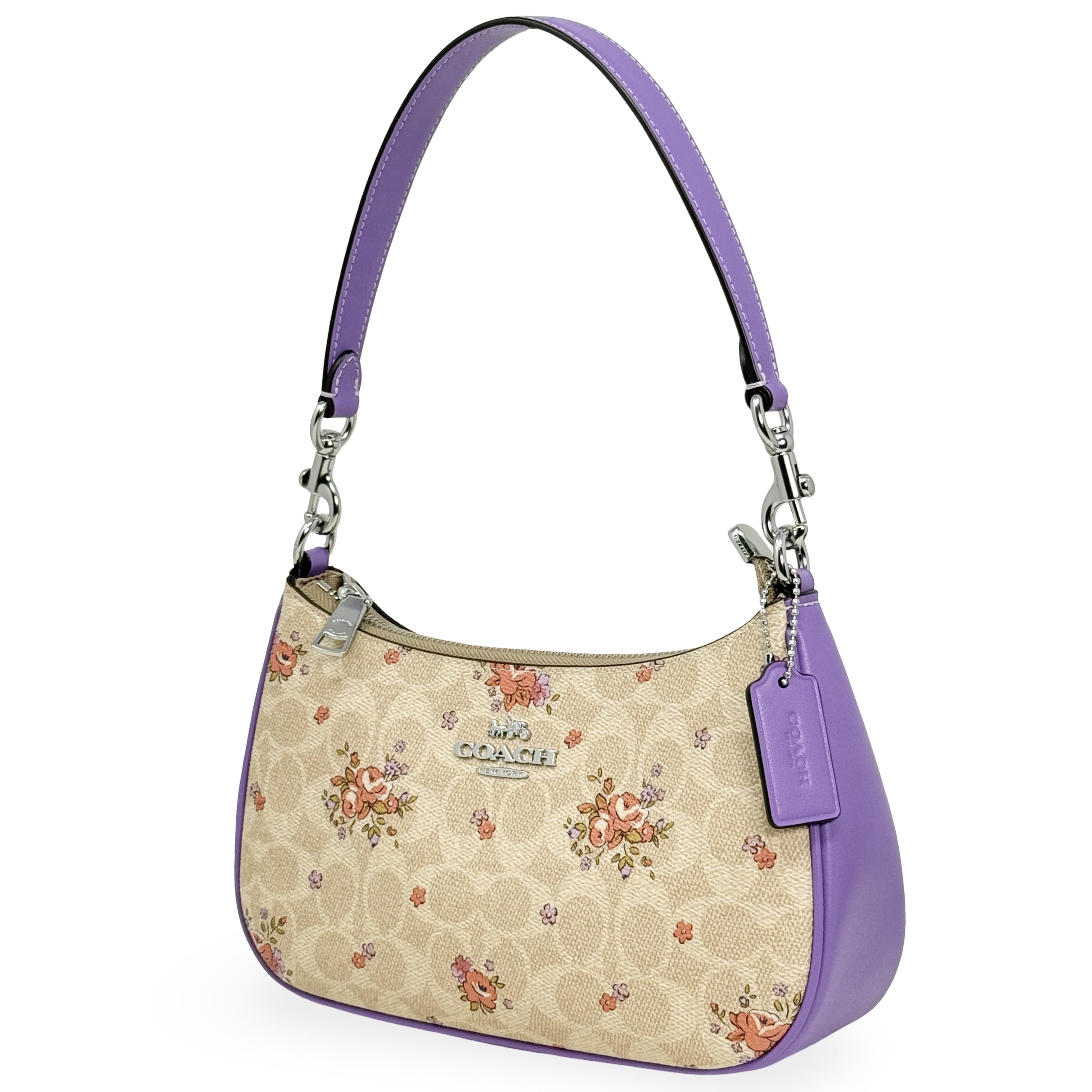 Coach Women's Teri Small Shoulder Bag in Signature Canvas with Floral Print (Sand Multi)