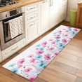 thumbnail image 2 of Blue Pink Flowers 2'x6' Runner Rugs for Hallway Kitchen Bedside Non Slip Washable, Spring Garden Floral Watercolor Entryway Rug Runners with Rubber Backing, Long Carpet Runner for Laundry Room, 2 of 8
