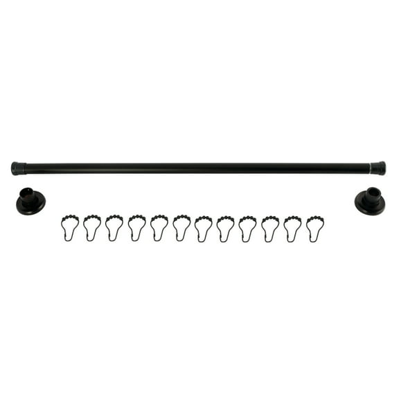 Kingston Brass Edenscape Adjustable Oil Rubbed Bronze Shower Curtain Rod with Rings, 36"-60"
