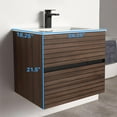 thumbnail image 4 of Blossom 24 Wall Mounted Bathroom Vanity in Dark Walnut with Ceramic Sink | Floating Bathroom Cabinet with Storage, 4 of 8