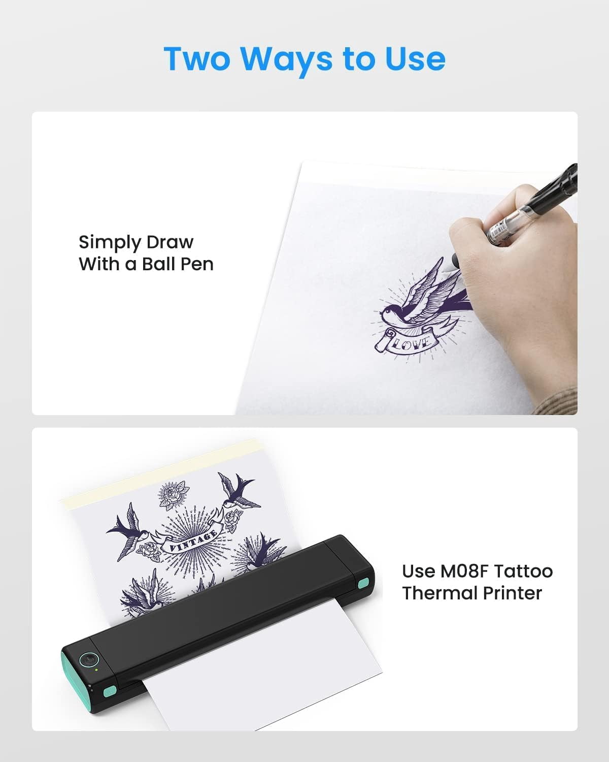 150 Sheets Tattoo Transfer Paper, Compatible with Itari M08F/TP81/TP83/A886/TP88 Printer & Tattoo Supplies, A4 Size Stencil Paper for Tattooing