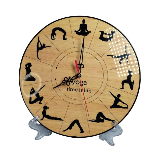 veasfak 11.8inch Round Clock with Pose Pattern Multipurpose Tabletop Decoration Without Numbers