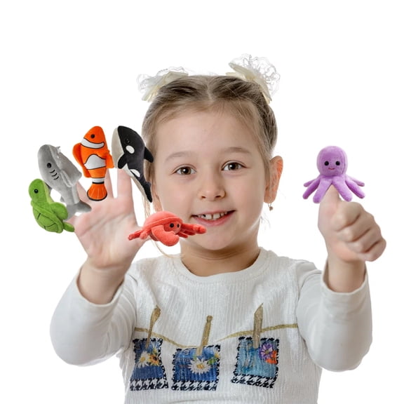 Just qunseen 6 pack Ocean Finger Puppets Set Educational Interactive for Kids Birthday Gift