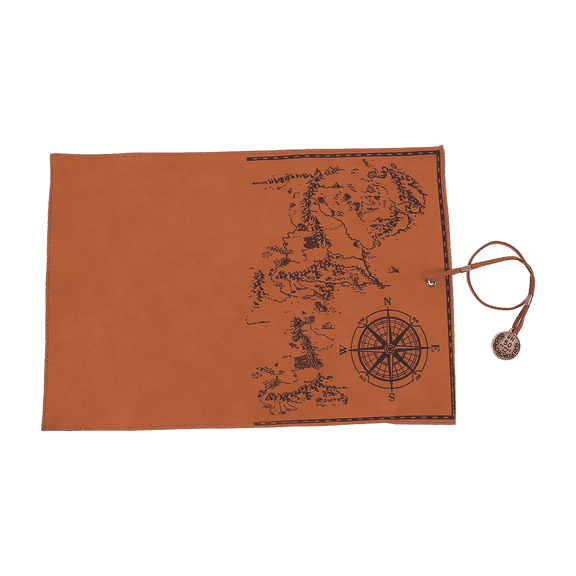 Retro Roll Up Leather Pencil Holder Case Treasure Map Pattern Pencil Bag