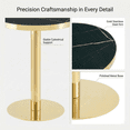 thumbnail image 6 of Hi loPres 23.6" Modern Round Side Table, Black Marble Pattern Acrylic Top with Gold Stainless Steel Trim, Pedestal End Table for Living Room, Office, 6 of 8