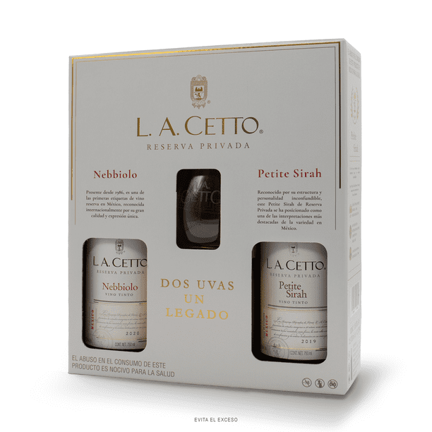 Paquete L.A. Cetto Reserva Privada Nebbiolo & Petite Sirah Copas ‘Stemless’ LA Cetto Reserva Privada Estuche Reserva Privada