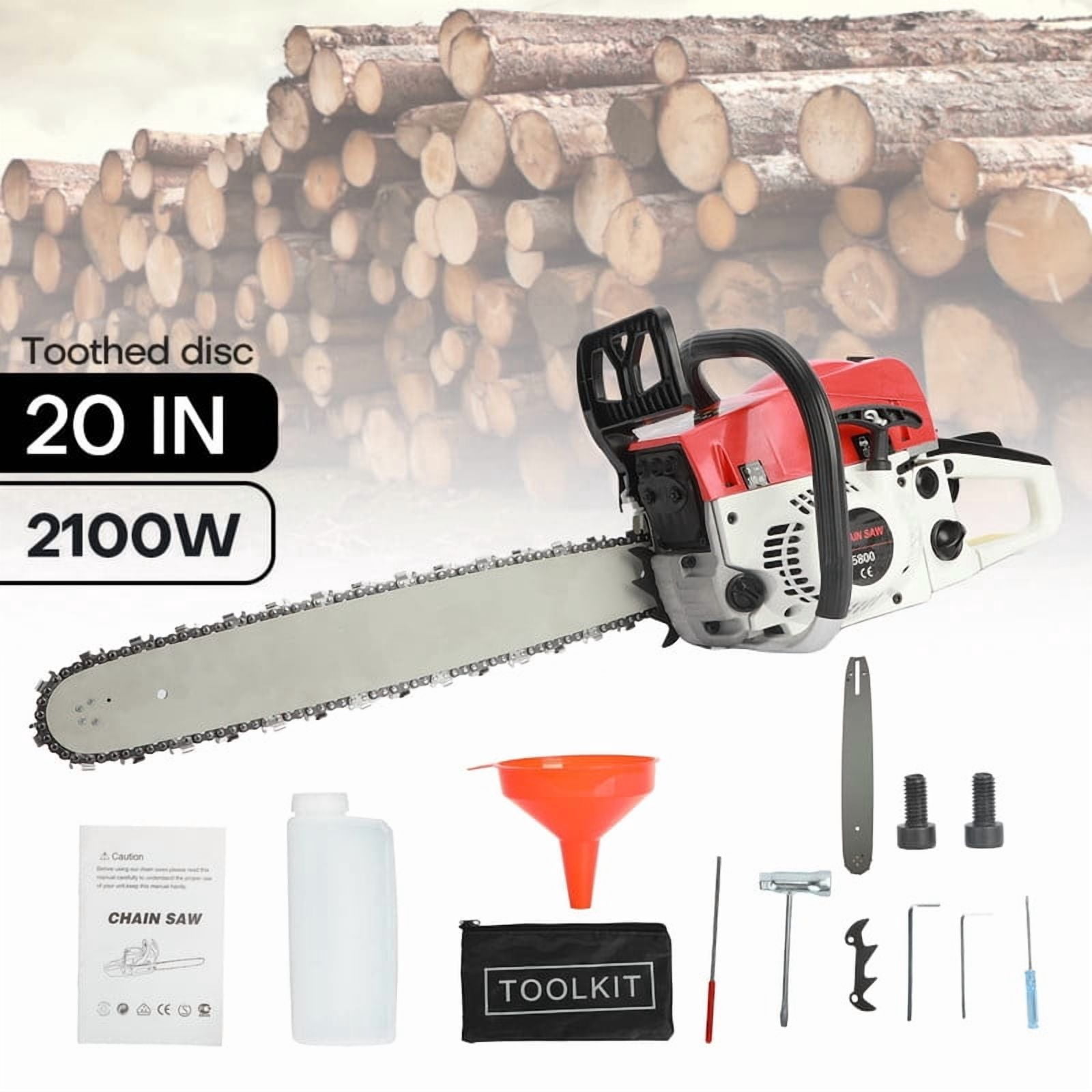 YNCE Gas Powered Chainsaw, 58-cc 3.2-HP, 2-Cycle Engine, 20 Inch Chainsaw with Automatic Adjustable Oil Pump, For Wood Cutting, Tree Trimming and Land Clearing
