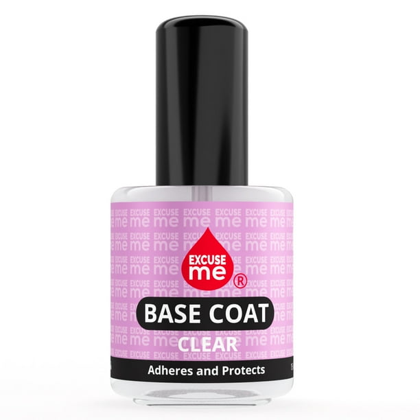 Excuse Me Base Coat Clear Adheres and Protects your nails, No Yellowing 0.5 oz
