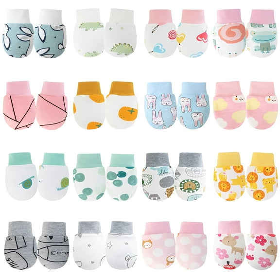 TELOLY 16Pcs Baby Mittens,Solid Color Style Baby Mittens Newborn,Anti-Slip Function Newborn Mittens,Style3