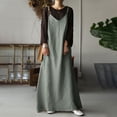 thumbnail image 3 of Cotton Linen Jumpsuit Dress Baggy Sleeveless Overall Dresses Plain Summer Bib Dress Casual Maxi Long Outer Dress, 3 of 7