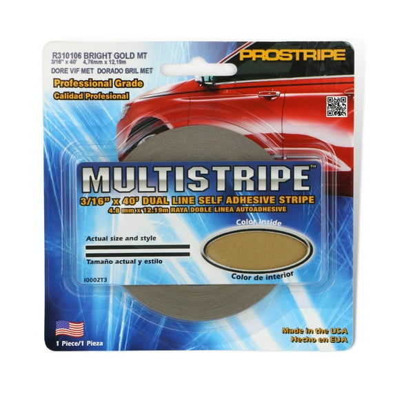 Sharpline Prostripe MultiStripe Pinstriping Tape: 3/16 in. x 40 ft. (Bright Gold Metallic) double-stripe