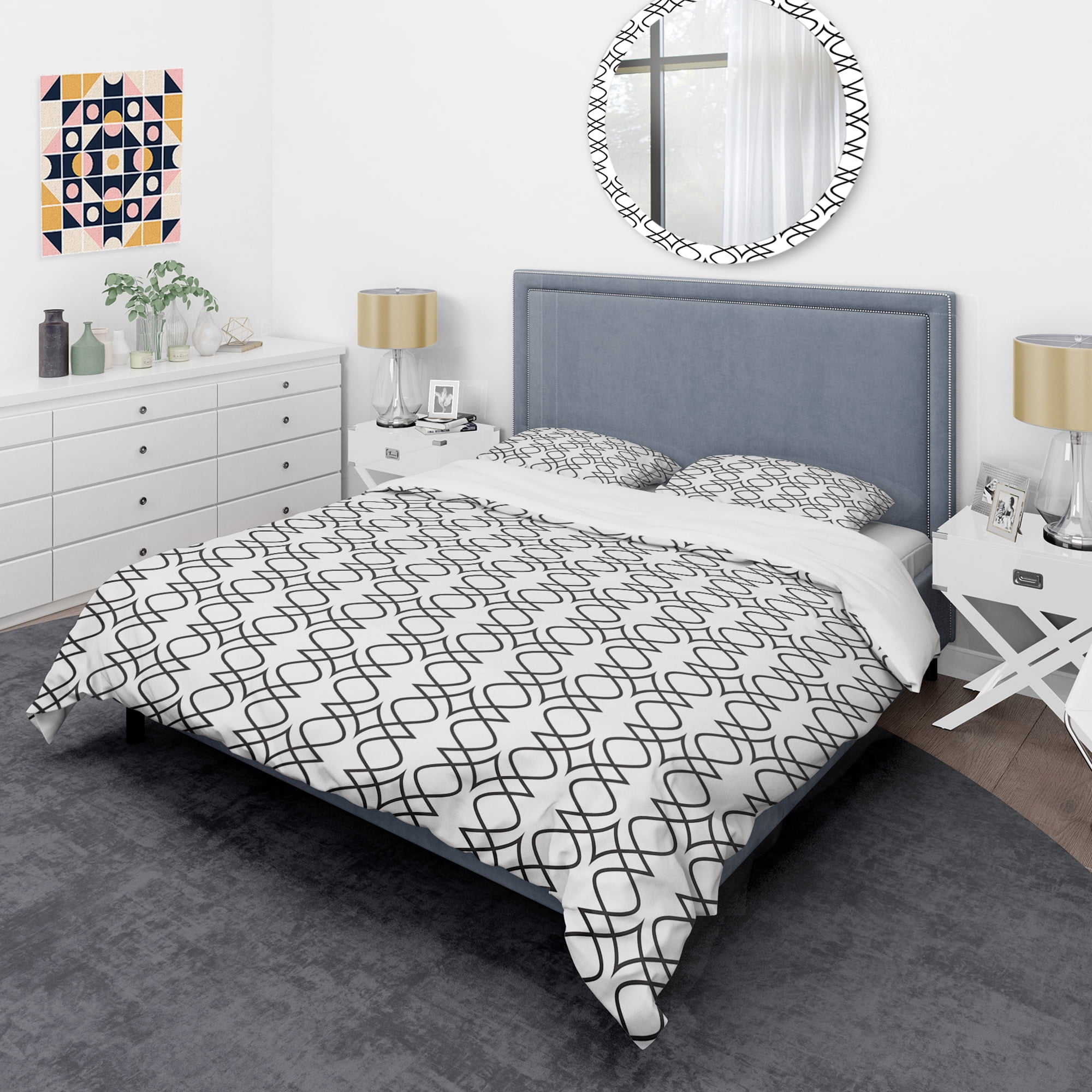 Designart 'Retro Pattern Abstract Design III' Mid-Century Modern Duvet Cover Set