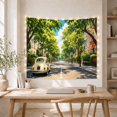 thumbnail image 5 of Vintage Cream Car on a Sunlit Tree-Lined Street, Peaceful Illustration for Travel Lovers, Summer City Art, Housewarming Gift, Tapestry Wall Hanging for Bedroom and Living Room, 5 of 7