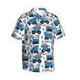 thumbnail image 2 of Fotbe Blue Excavator Hawaiian Shirt for Men Unisex Summer Beach Casual Short Sleeve Cotton Linen Button Down Shirts-Large, 2 of 9