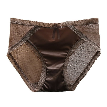 GHSOHS Womens Underwear Briefs Panties for Women Pack Tummy Control Panty for Women Low Waist Lace Briefs Solid Underwear Panties Cotton Crotch Seamless Underpants No Show Lace Panties Khaki Pan XL