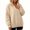 Beige, variant on Women Half Zip Pullover Sweatshirt Sevevn Quarter Zip Stand Collar Relaxed Fit Fleece Fabric Drop Shoulder Long Sleeve Ribbed Cuffs For Casual Daily Wear